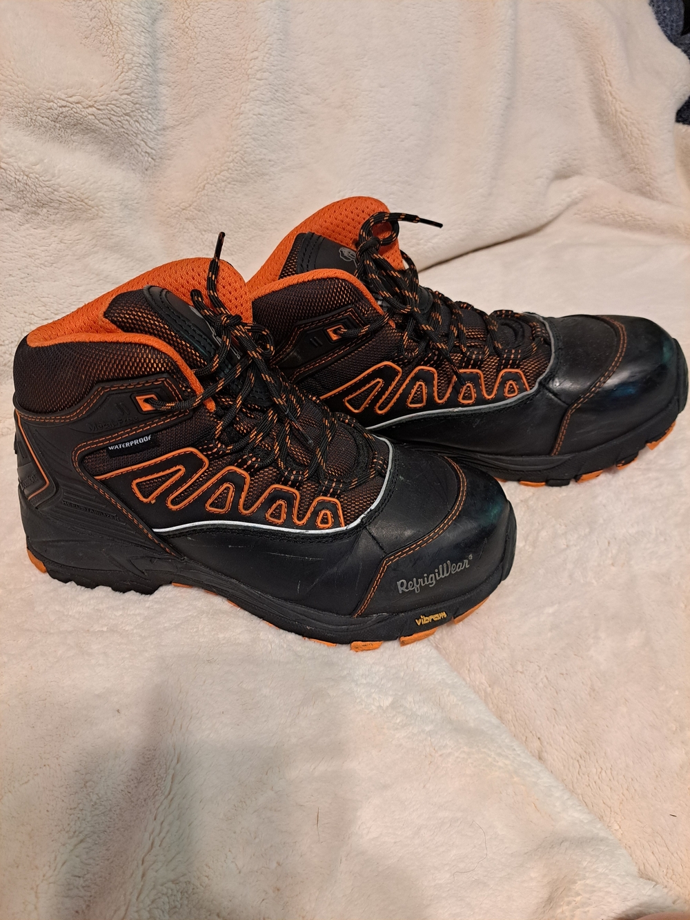 RefrigiWear Steal Toe Men's Black and Orange Waterproof Work Boots